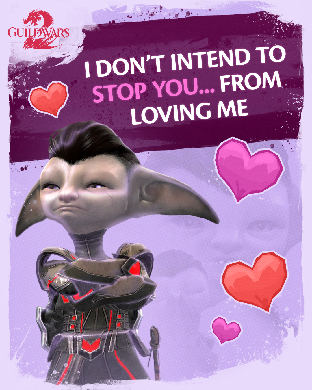 Guild Wars 2 character Valentines Day card