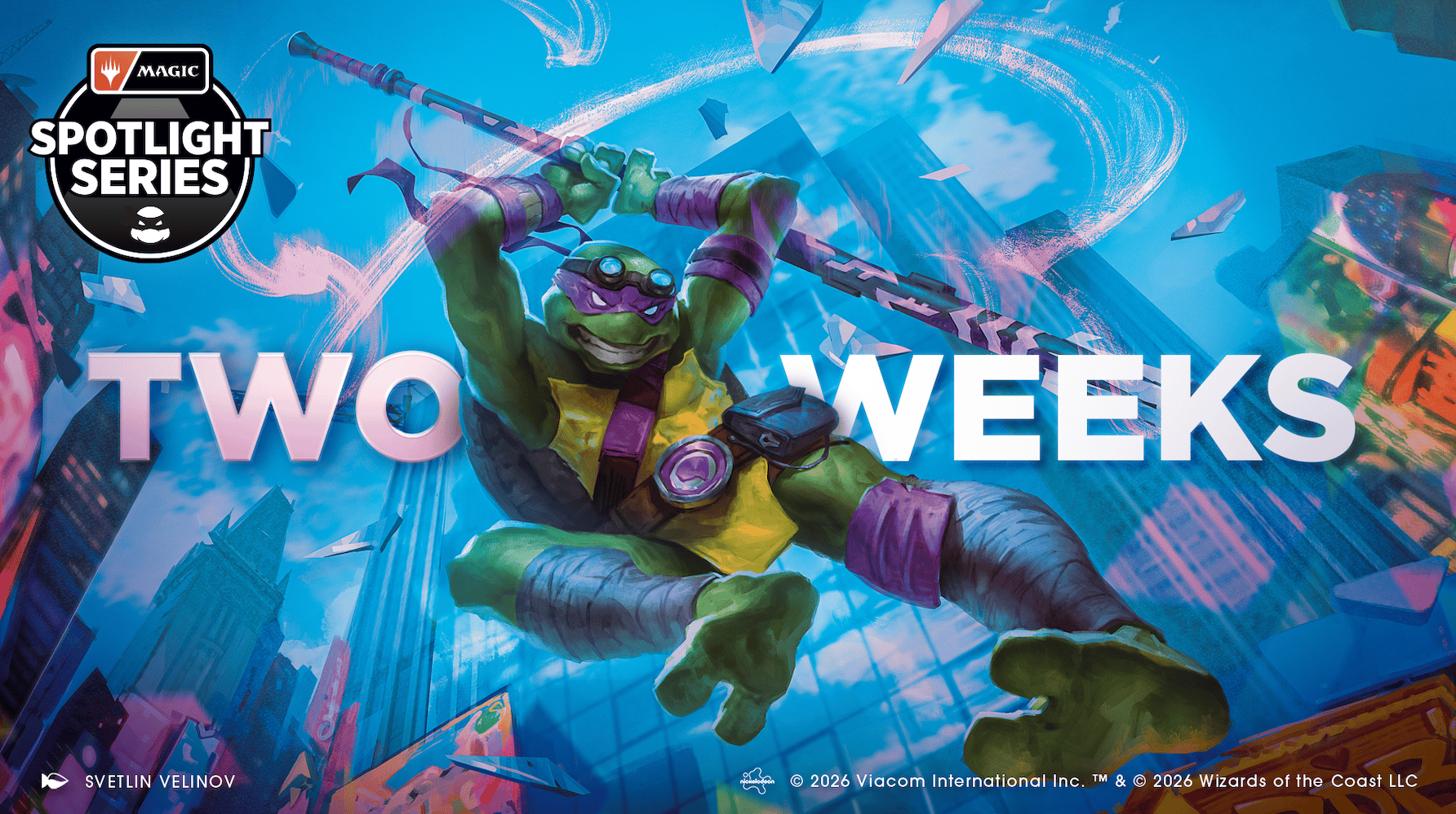 Ninja turtle with "two weeks" written beside him
