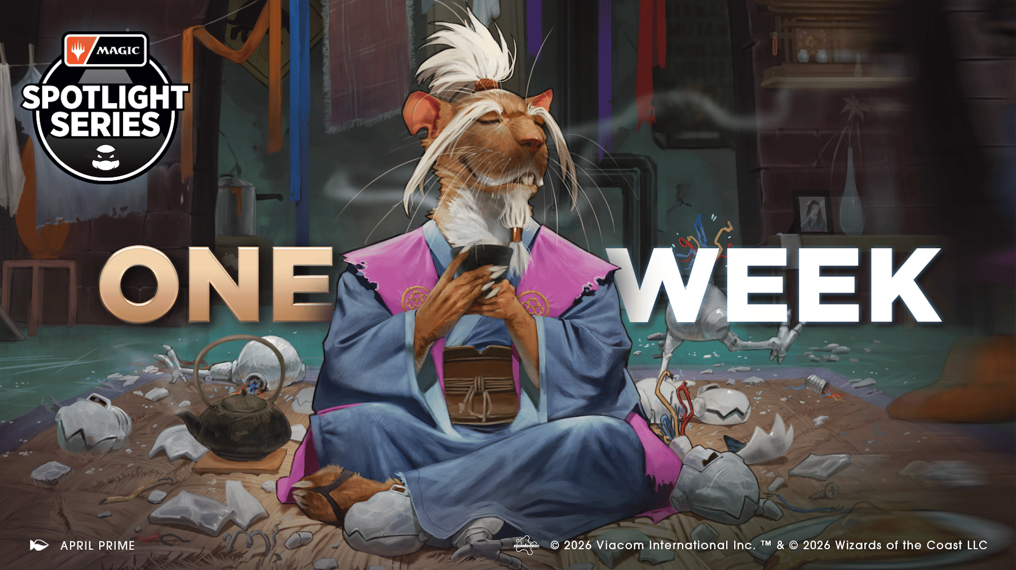 Master Splinter with "one week" written beside him