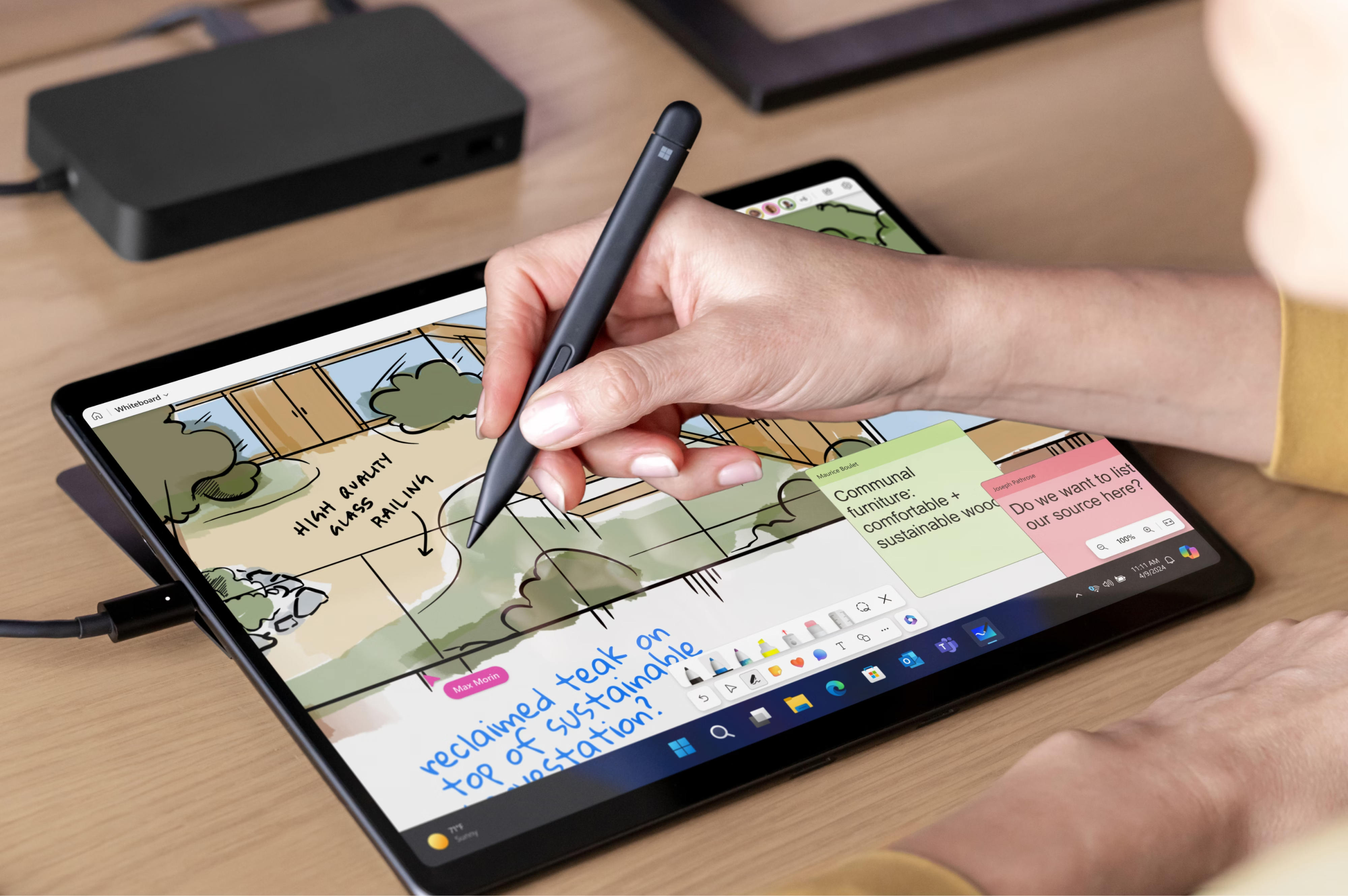 Microsoft Surface device being drawn on with pen