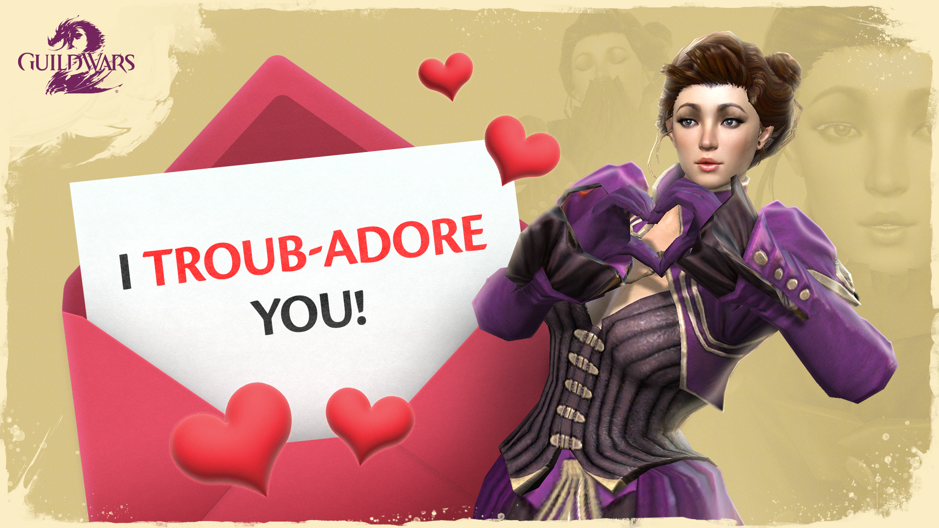 Guild Wars 2 character Valentines Day card